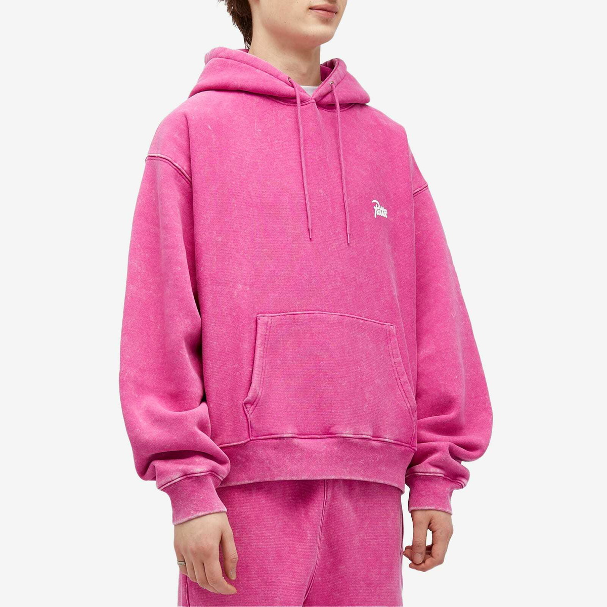 Patta Men's Basic Washed Hoodie in Fuchsia Red Patta