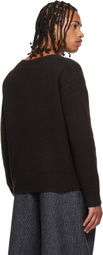 Dries Van Noten Brown V-Neck Merino Wool Sweater