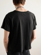Enfants Riches Déprimés - Cropped Distressed Logo-Print Cotton-Jersey T-Shirt - Black