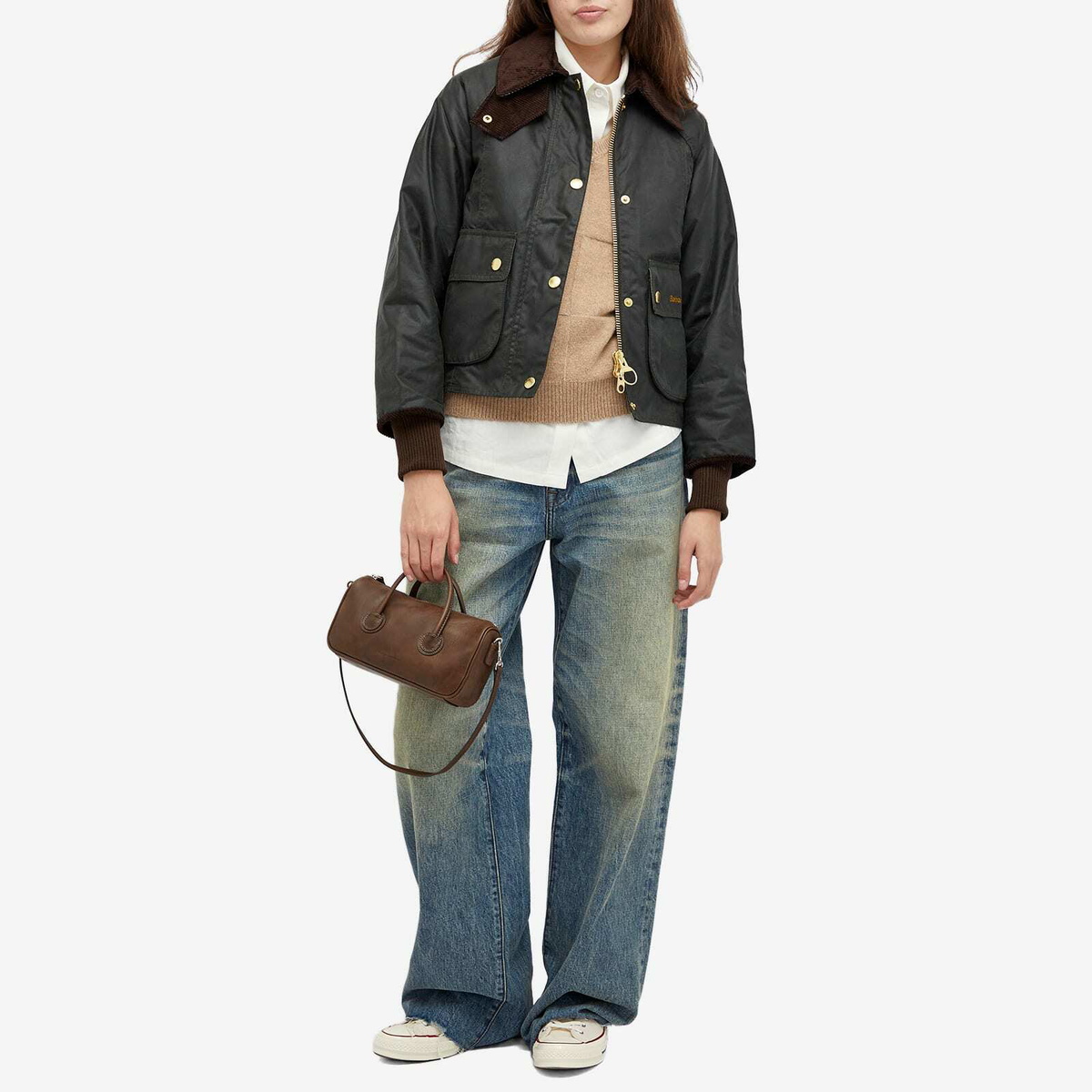 Barbour Women's Cropped Beadnell Wax Jacket in Sage/Ancient