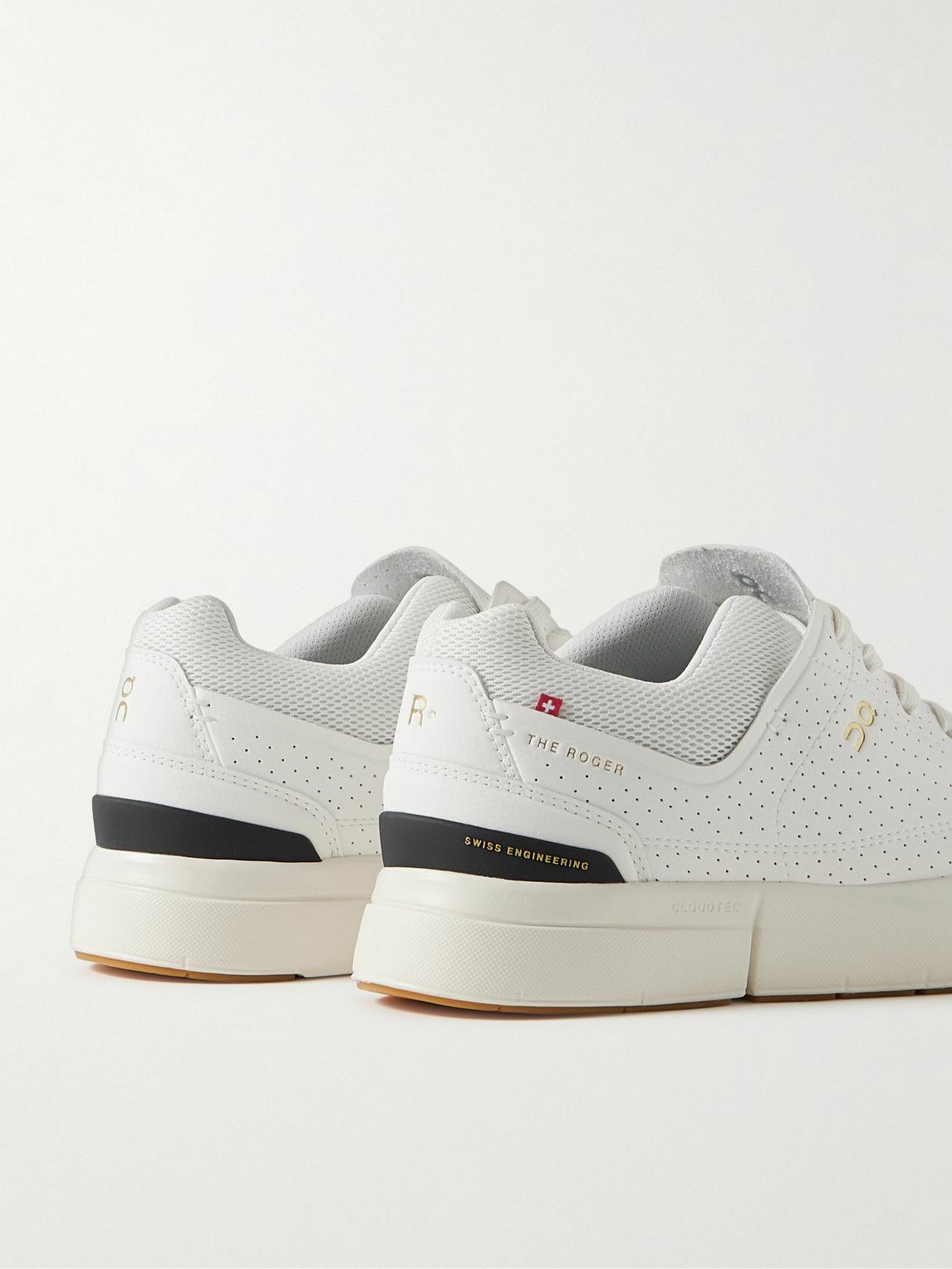 ON - Roger Federer The Roger Centre Court Perforated Vegan Leather and Mesh Tennis Sneakers - White