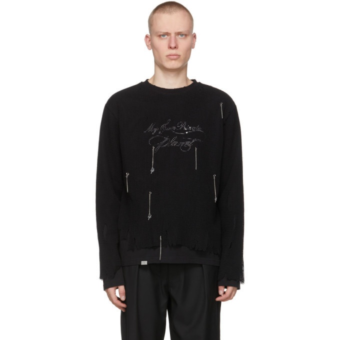 Photo: C2H4 Black My Own Private Planet Distressed Layered Long Sleeve T-Shirt