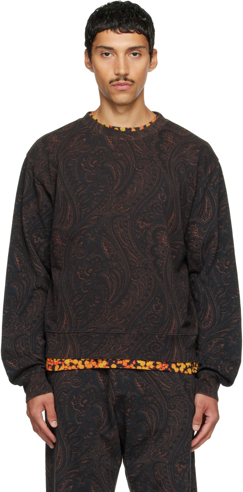 Dries Van Noten Black & Brown Printed Sweatshirt
