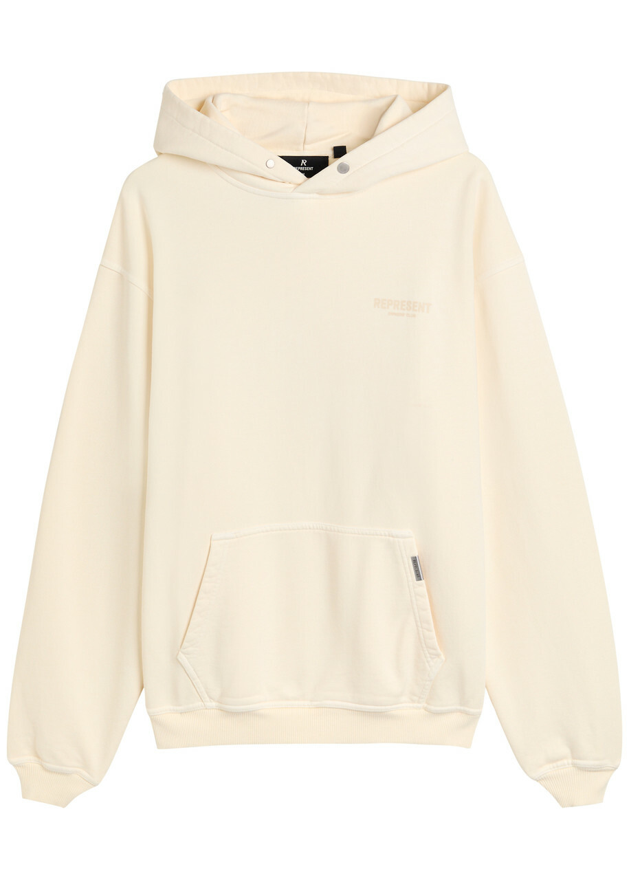 Represent Owners Club Hooded Cotton Sweatshirt Cream