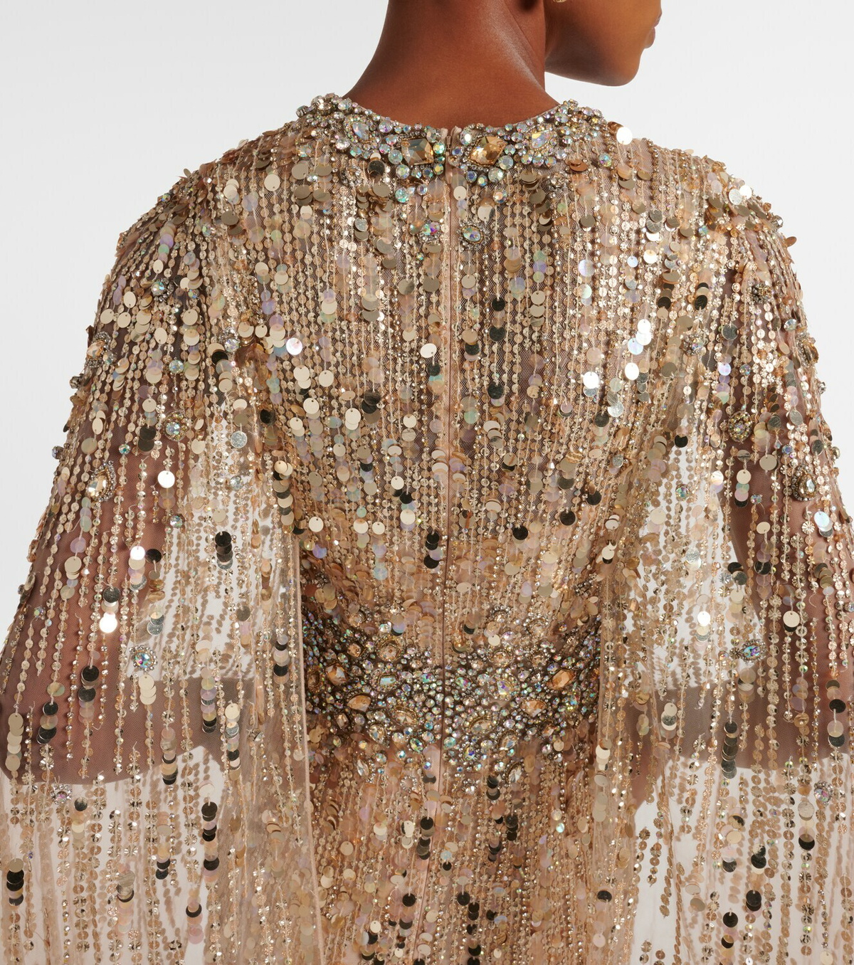 Jenny Packham Honey Dew caped embellished gown