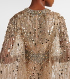 Jenny Packham Honey Dew caped embellished gown