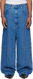 LU'U DAN Blue Paneled Jeans