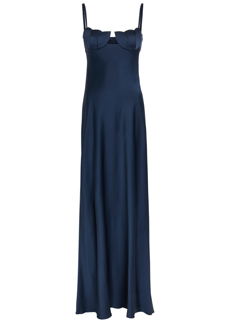 Anna October Tulip Satin-crepe Maxi Dress Blue