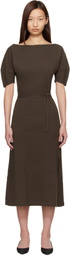 LEMAIRE Brown Off Shoulder Midi Dress