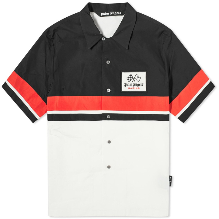 Photo: Palm Angels Men's Racing Vacation Shirt in Black/Red/Off White