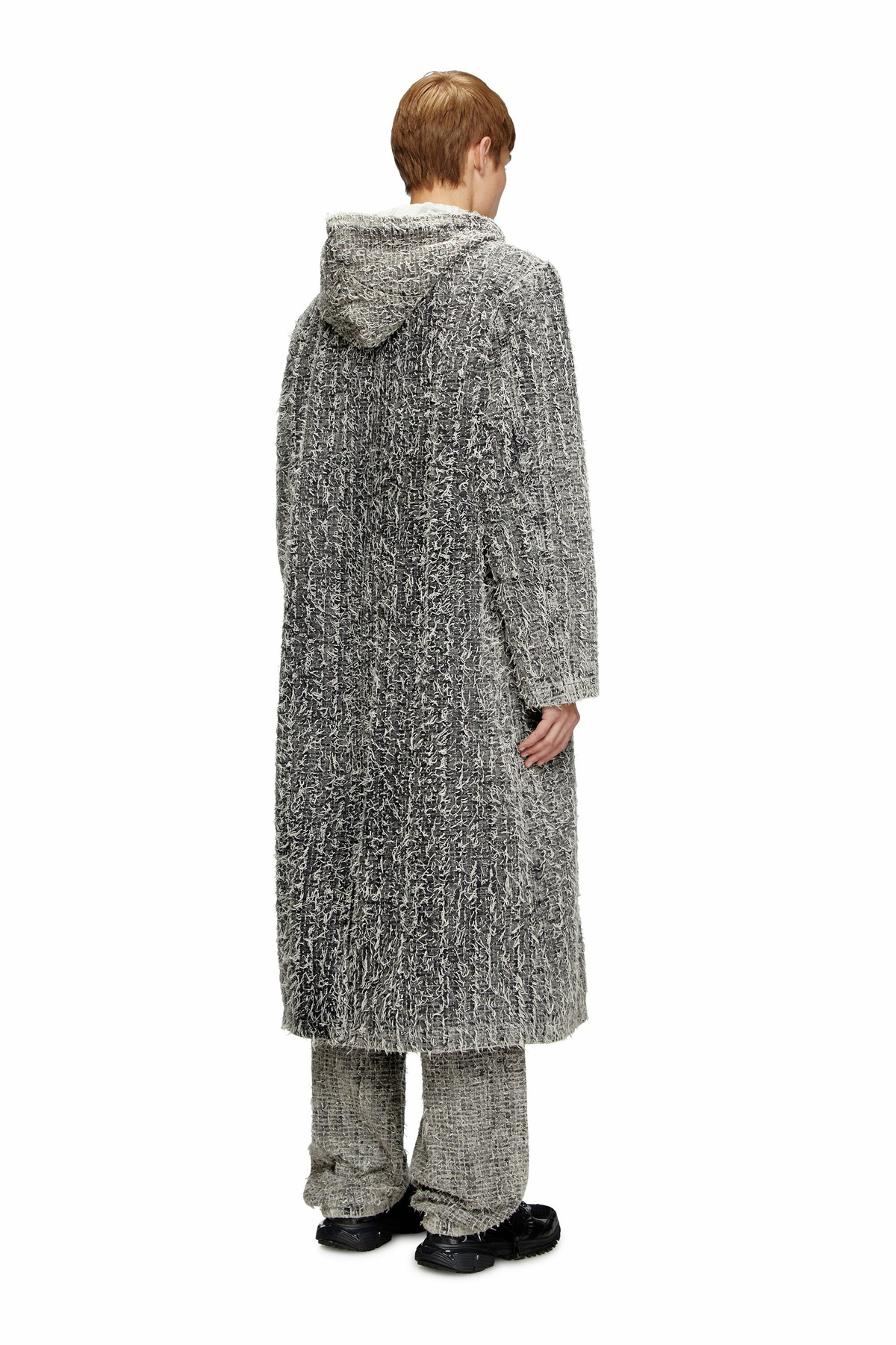 Diesel Hooded coat in bouclé denim - Denim Jackets - Unisex - Black