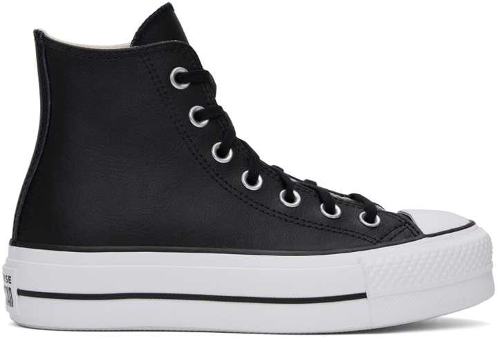 Photo: Converse Black Chuck Taylor All Star Lift Leather High Top Sneakers