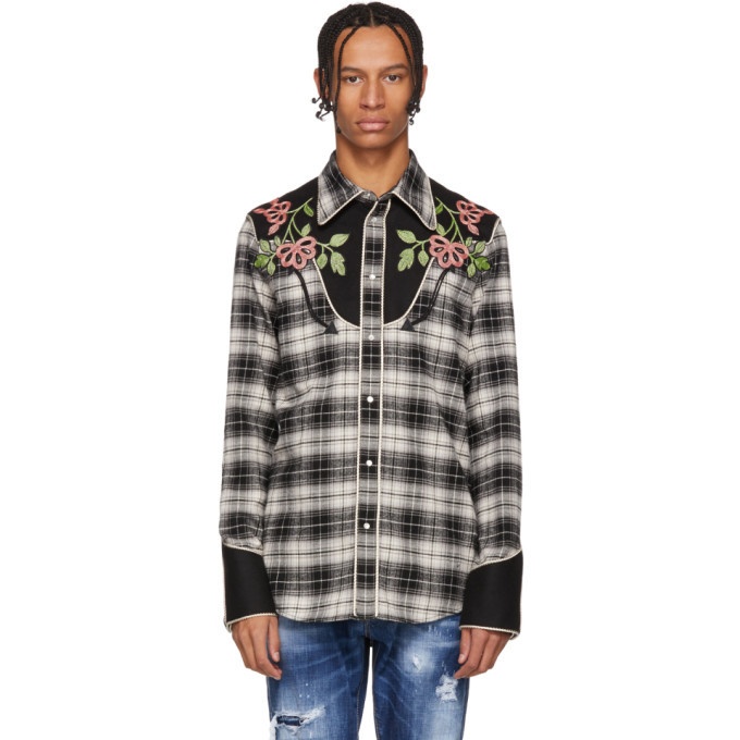 Photo: Dsquared2 Black and Grey Check Western Shirt