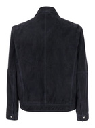 ARMA wani Blue Jacket With Classic Collar In Suede Man