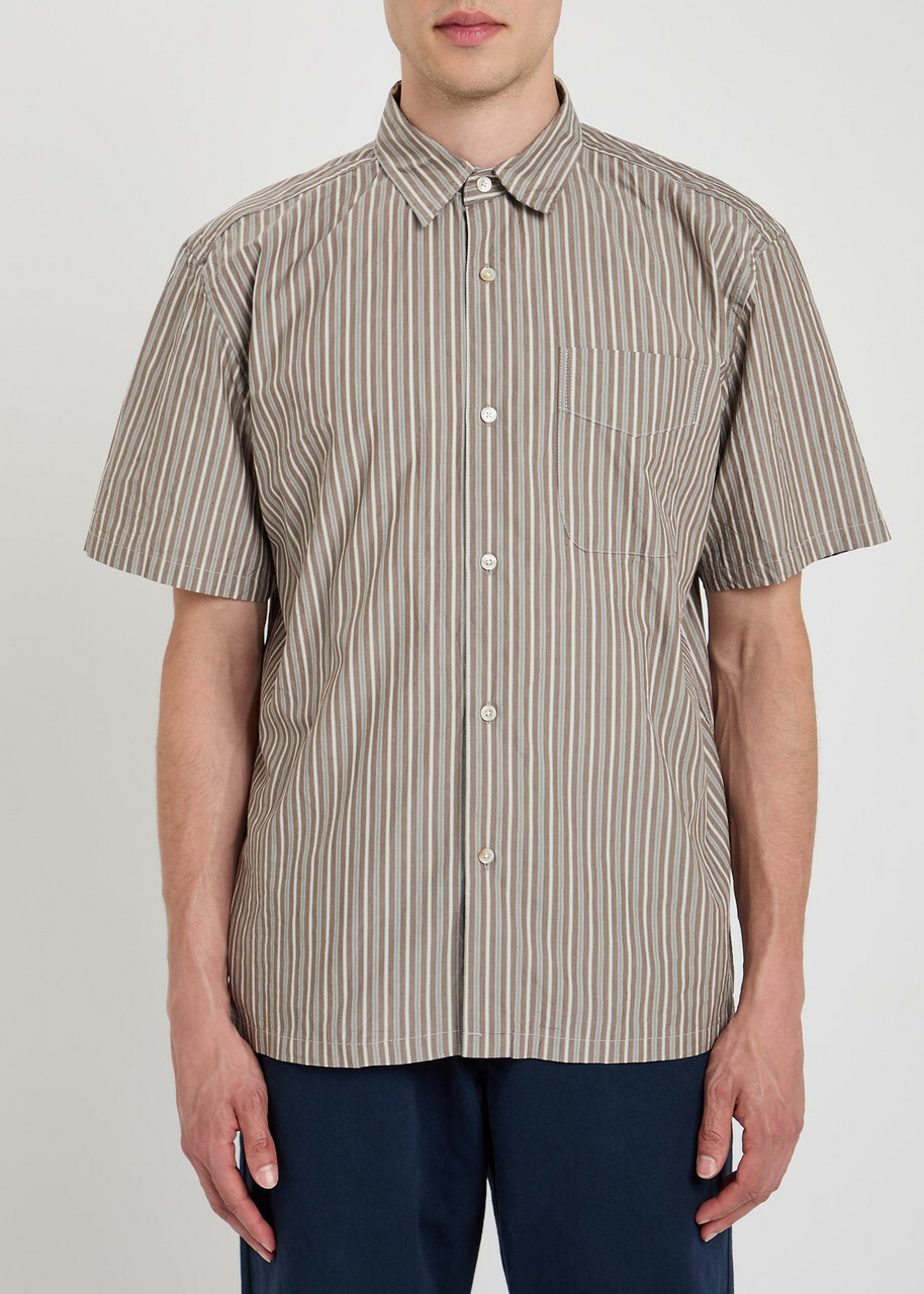 Forét Striped Cotton Shirt Brown