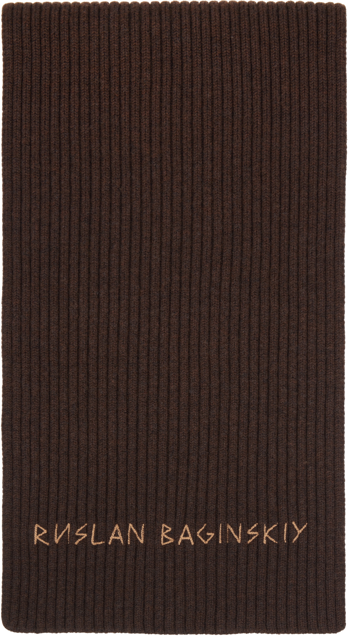 Ruslan Baginskiy Brown Monogram-Embroidered Wool Scarf