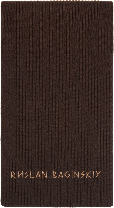 Photo: Ruslan Baginskiy Brown Monogram-Embroidered Wool Scarf
