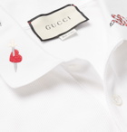 Gucci - Embroidered Stretch-Cotton Piqué Polo Shirt - Men - White