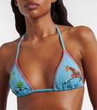 Staud Lido embroidered bikini top