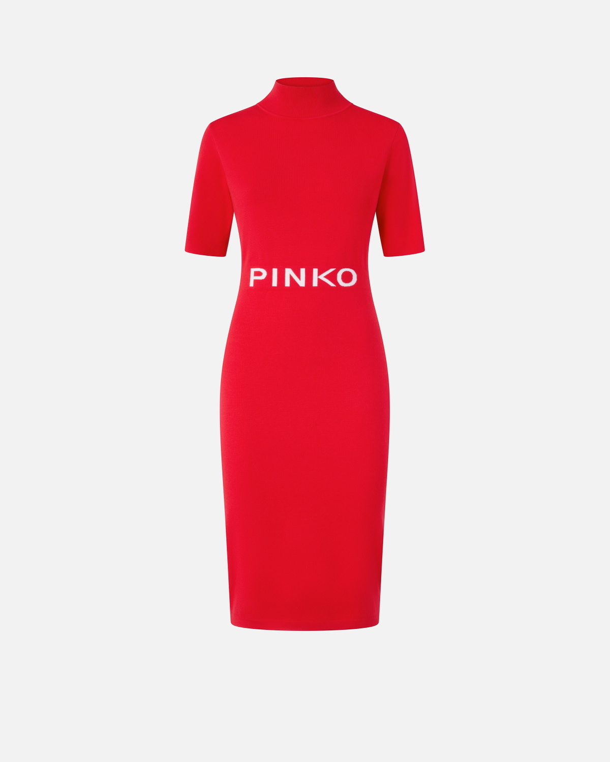 Pinko Knitted Midi Dress With Pinko Logo Mars Red