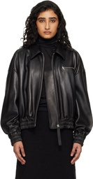 Jil Sander Black Blouson Leather Jacket