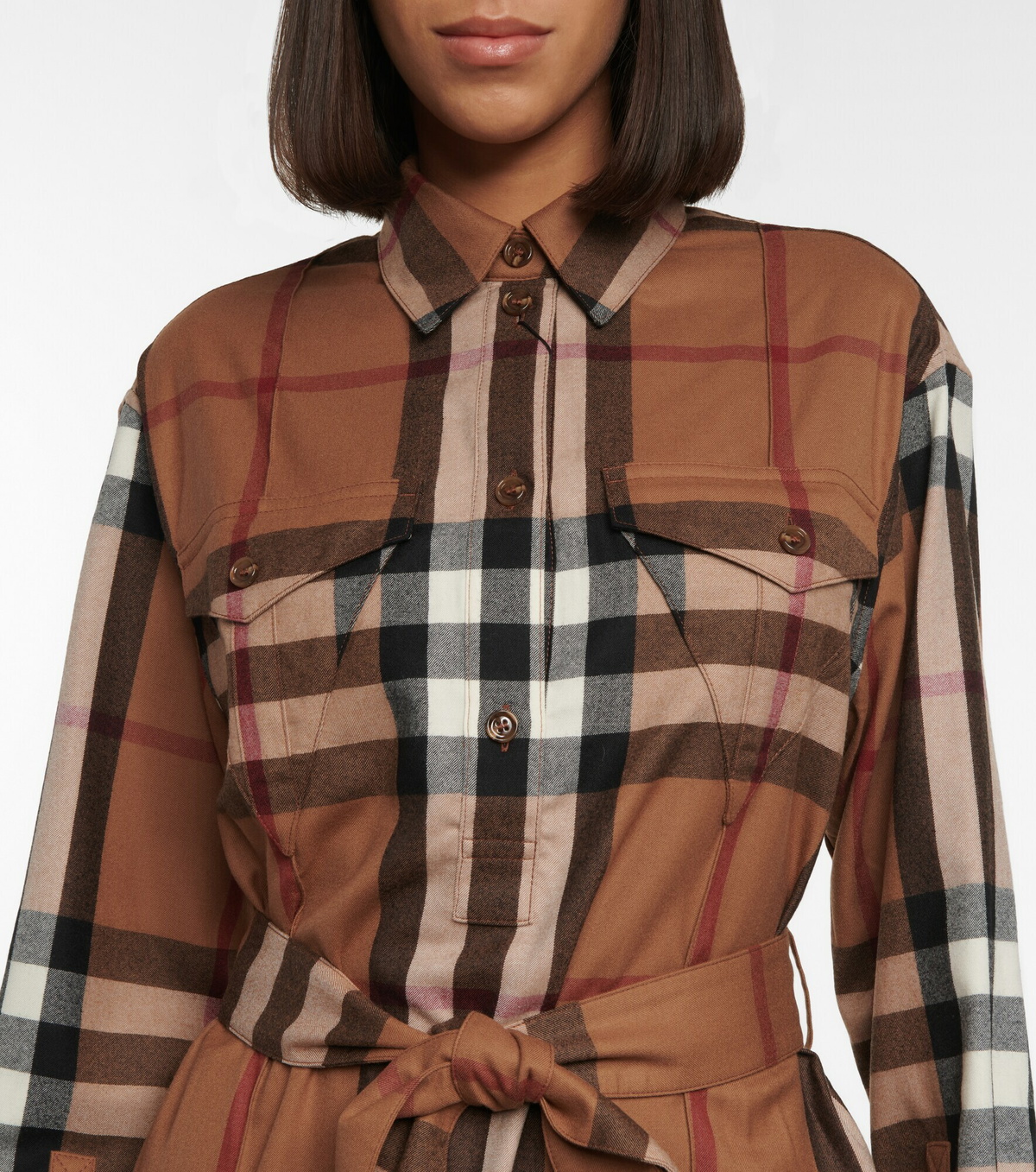 Burberry - Checked wool shirt dress