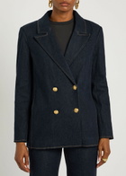 Alice + Olivia Jordan Sweatshirt-effect Stretch-denim Jacket Dark Blue