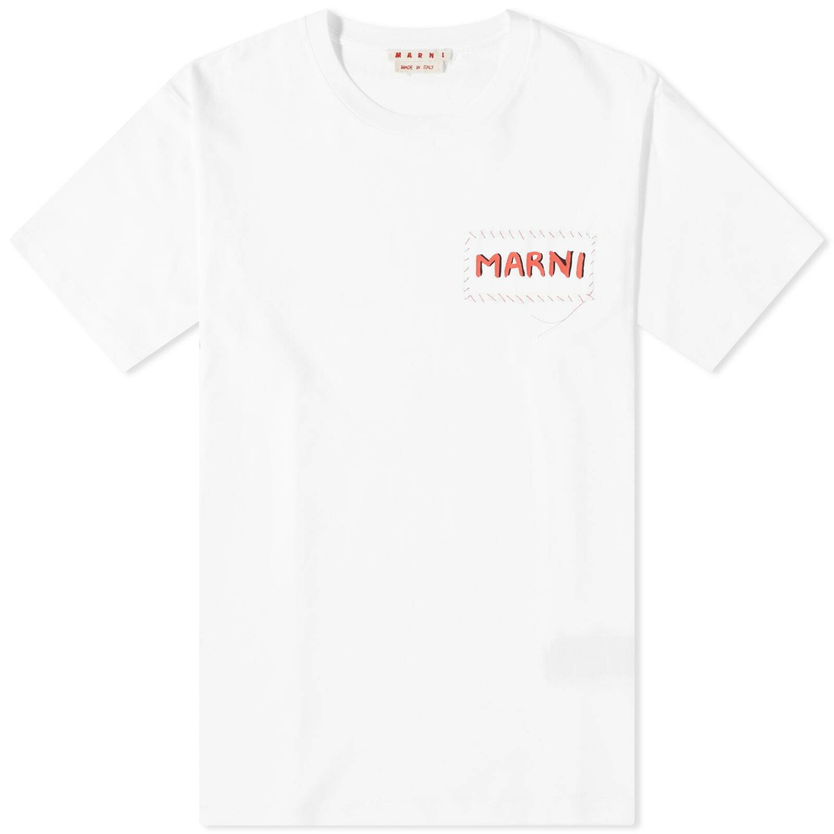 Marni Men s Stitch Logo T Shirt in Lily White Marni