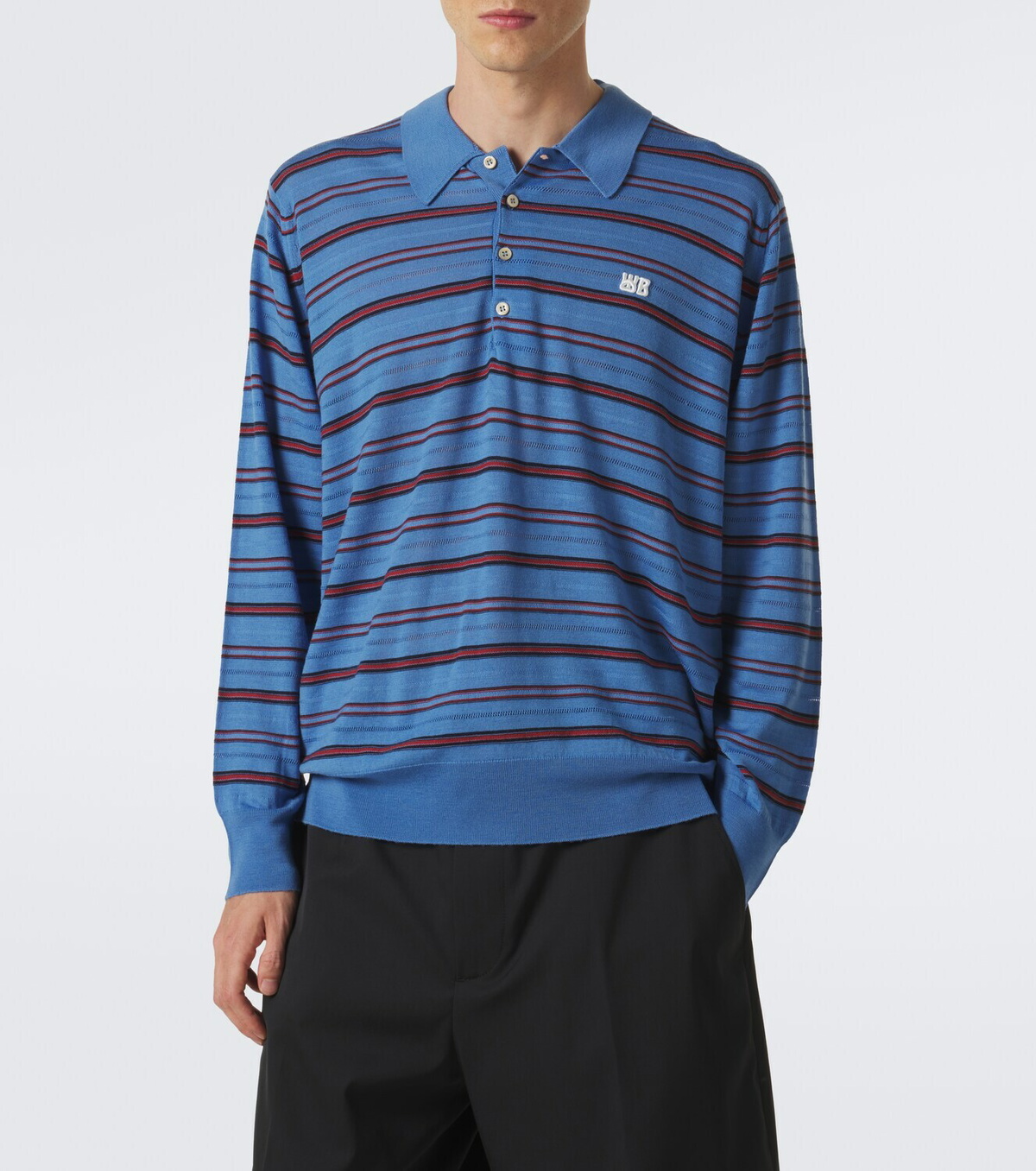 Wales Bonner Beam striped wool polo sweater