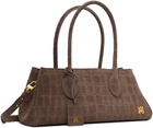 AMIRI Brown Suede Croc Honey 40 Shoulder Bag