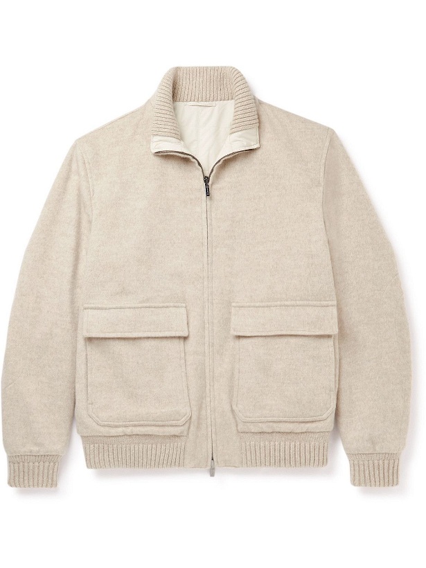 Photo: Kiton - Reversible Cashmere and Quilted Shell Bomber Jacket - Neutrals