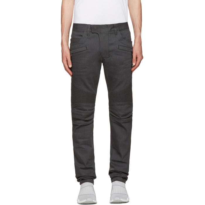 Photo: Balmain Grey Biker Jeans