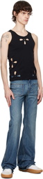 Coperni Black Petal Embroidered Tank Top