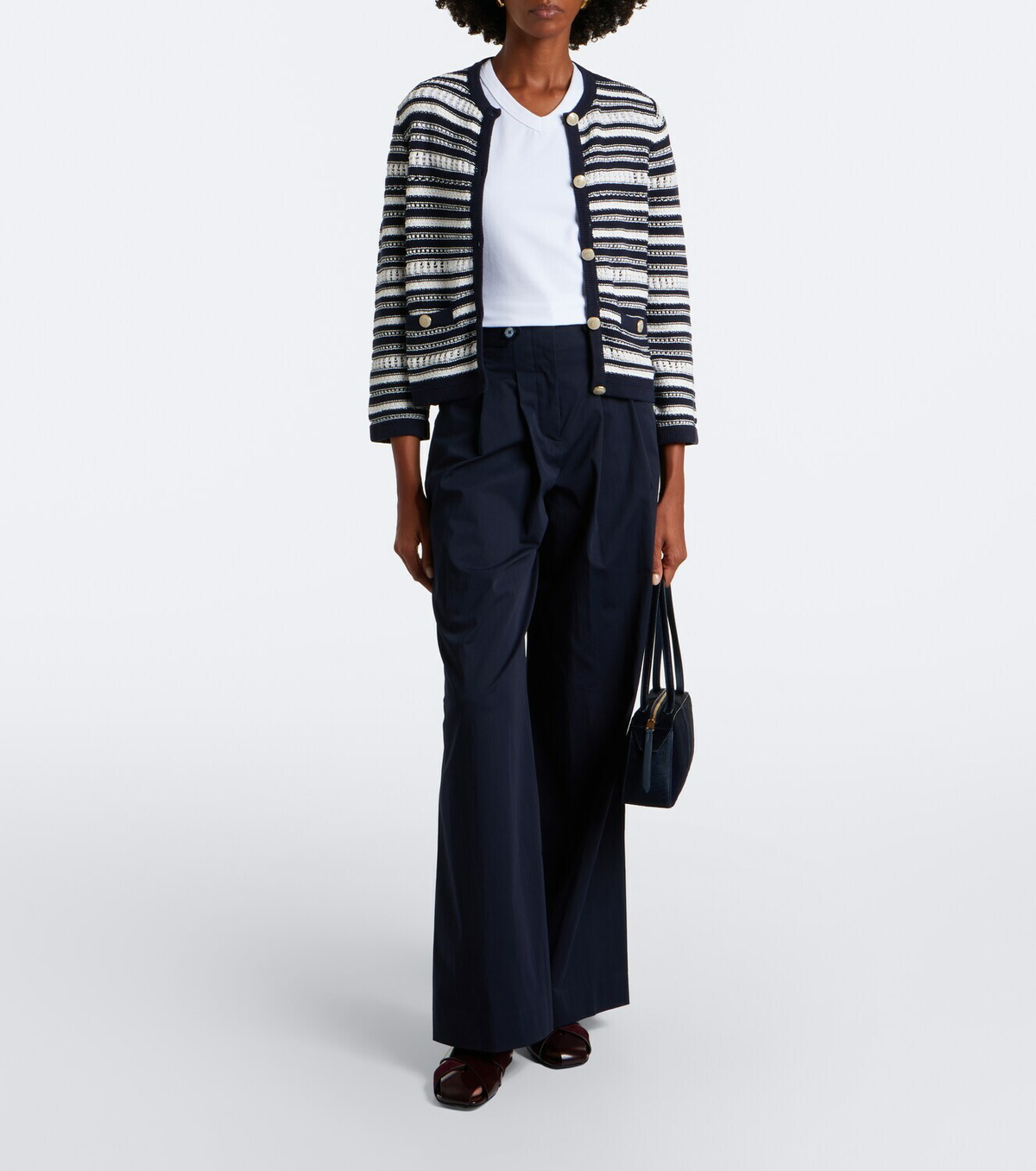 Veronica Beard Bellingham striped cotton cardigan