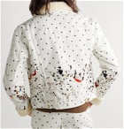 Casablanca - Faux Shearling-Trimmed Printed Denim Jacket - White