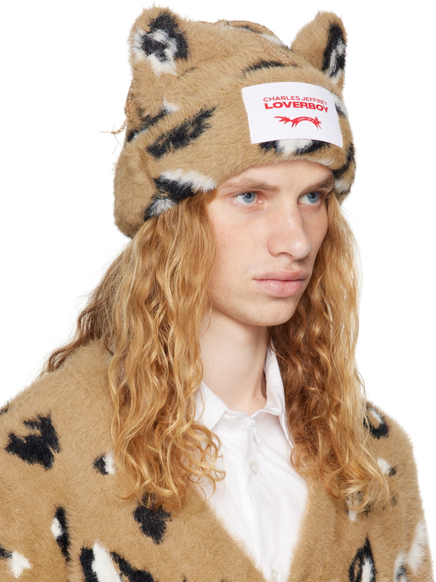 Charles Jeffrey LOVERBOY Brown & Black Fluffy Chunky Ears Beanie