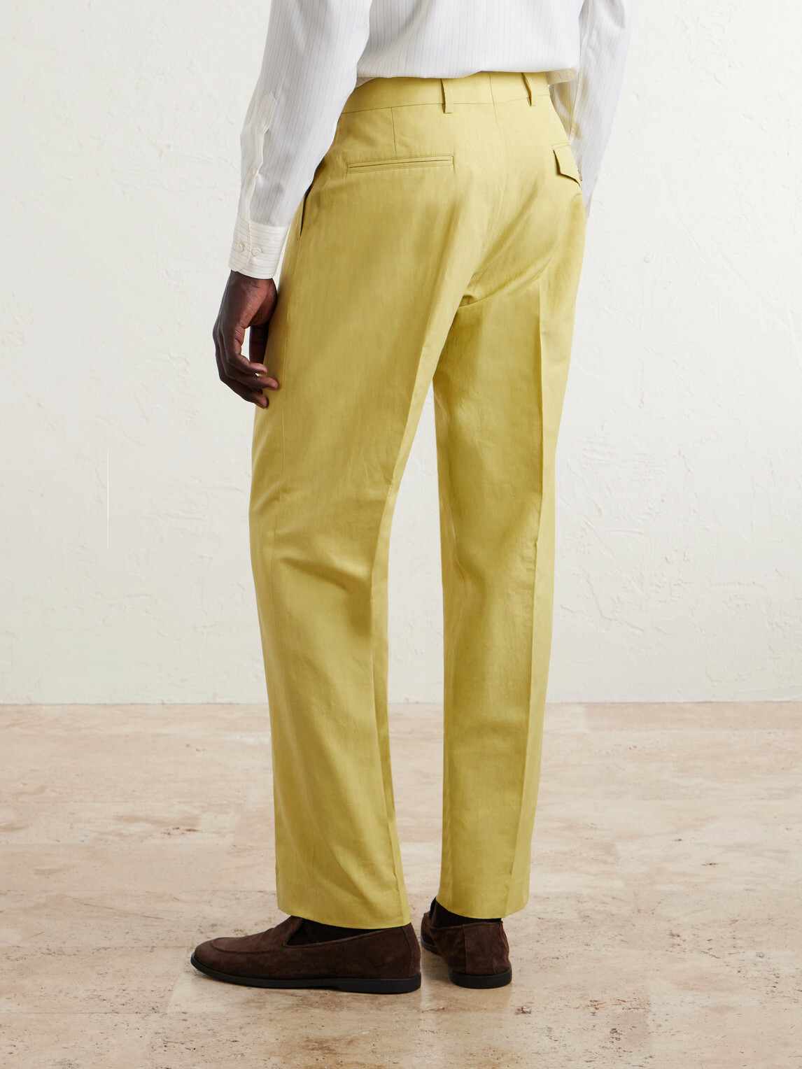 Paul Smith - Straight-Leg Cotton and Linen-Blend Suit Trousers - Yellow