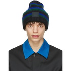 Acne Studios Black Wool Striped Patch Beanie