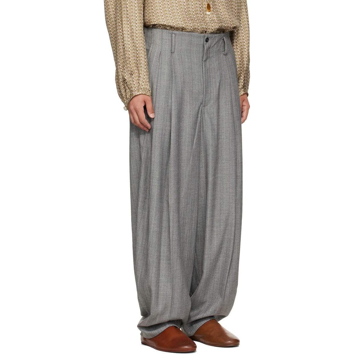 Hed Mayner Gray Striped Trousers