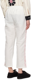 HARAGO Off-White Embroidered Trousers