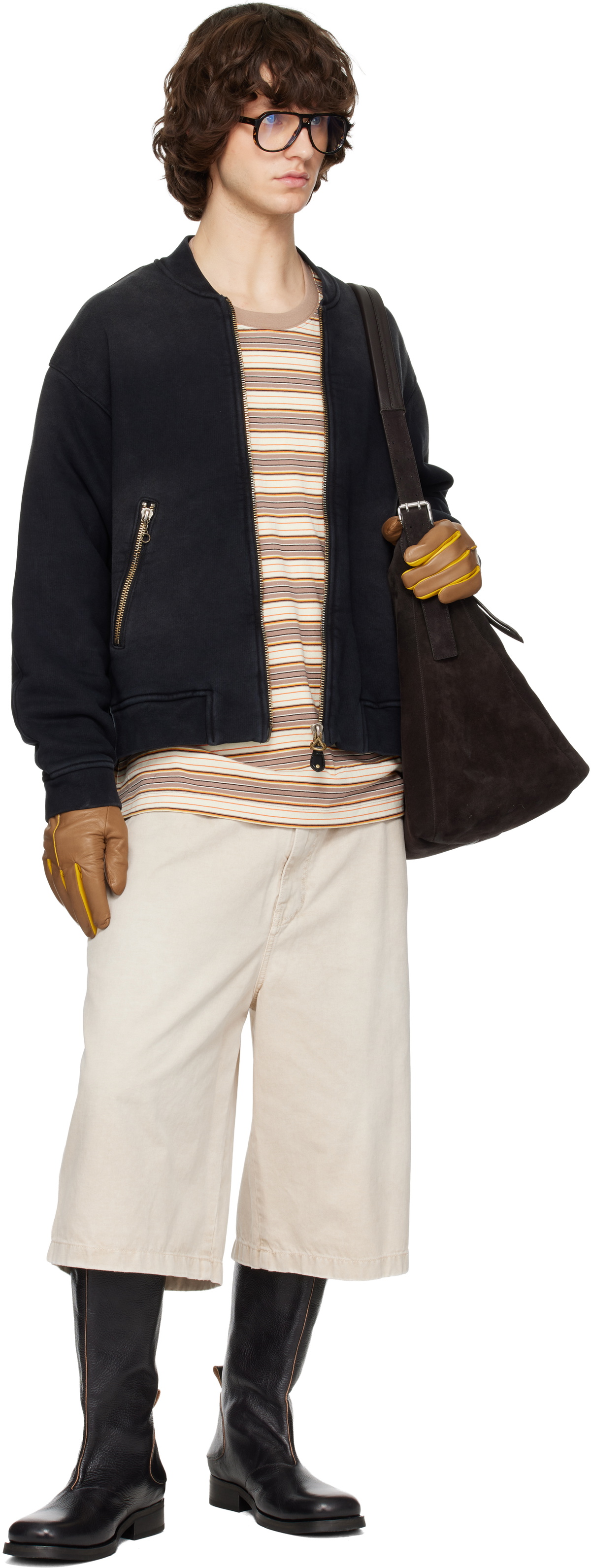 Solid Homme Black Faded Bomber Jacket