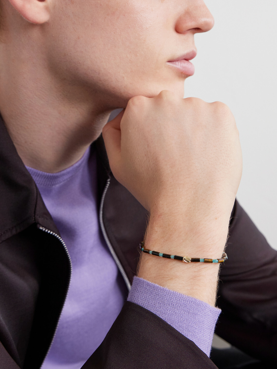 Luis Morais - 14-Karat Gold Agate Beaded Bracelet