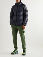 Stone Island - Channel Logo-Appliquéd Quilted Shell Hooded Down Jacket - Blue