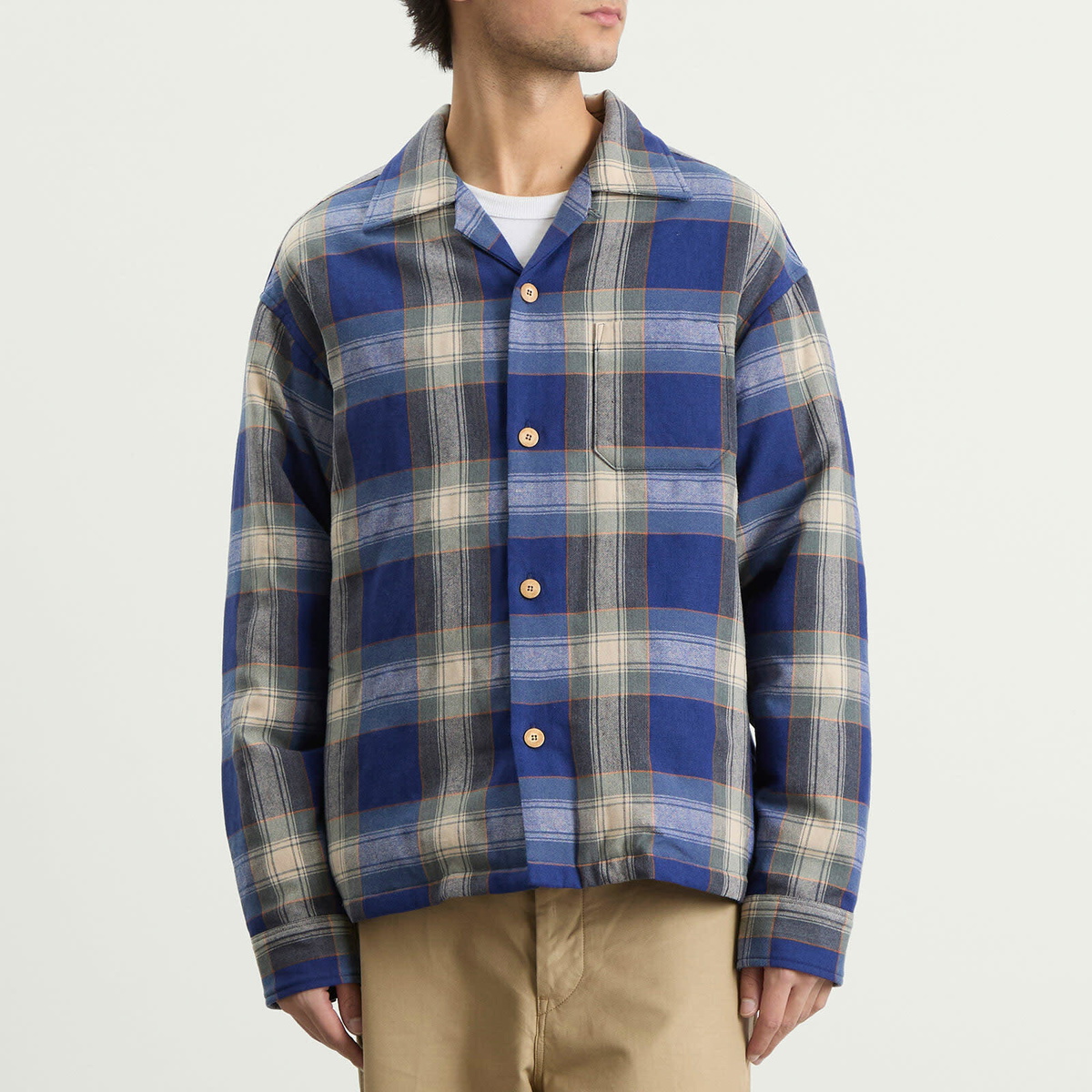 Visvim Men's Keesey Check Down Shirt Jacket in Blue Visvim