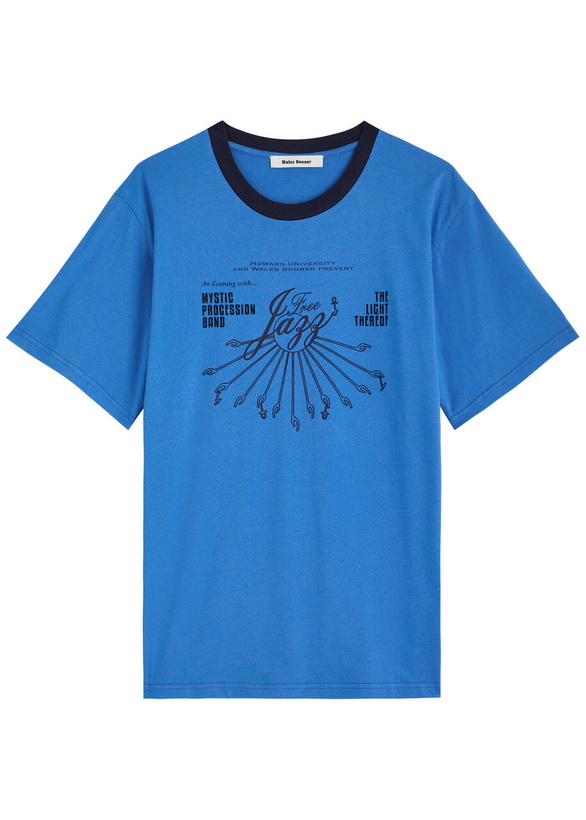 Photo: Wales Bonner Saturn Printed Cotton T-shirt Blue