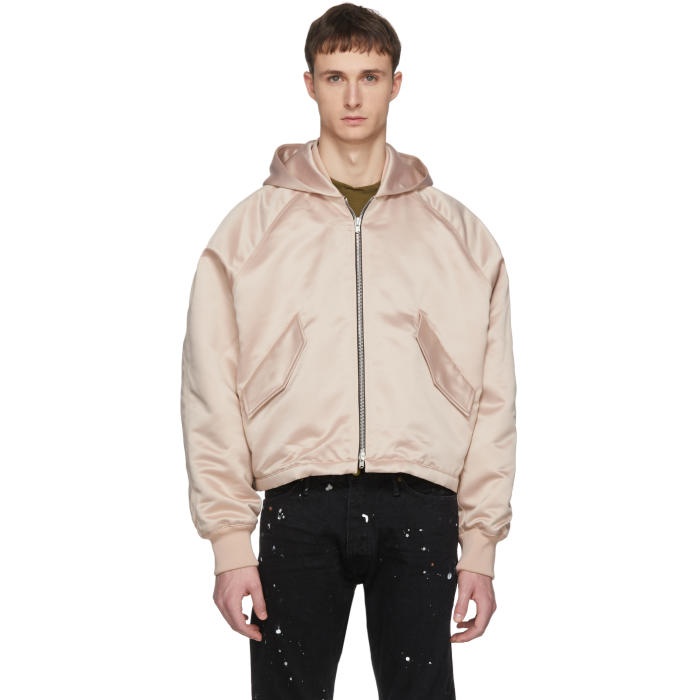 Photo: Fear of God Pink Hooded Bomber Jacket