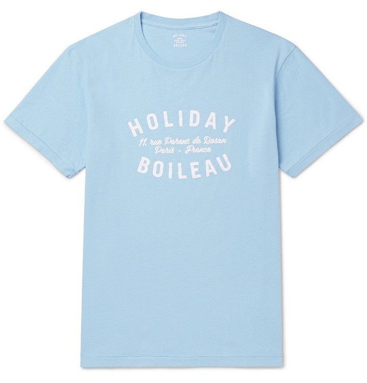 Photo: Holiday Boileau - Logo-Print Cotton-Jersey T-Shirt - Blue