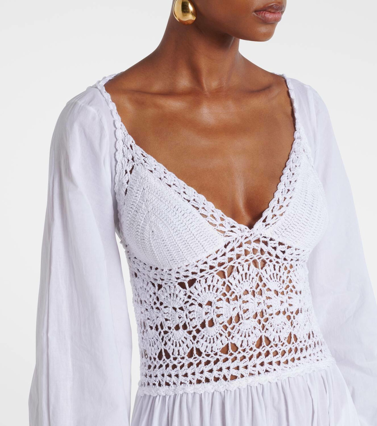 white christmas dresses Cotton Crochet Off-Shoulder Dress (White) L/XL