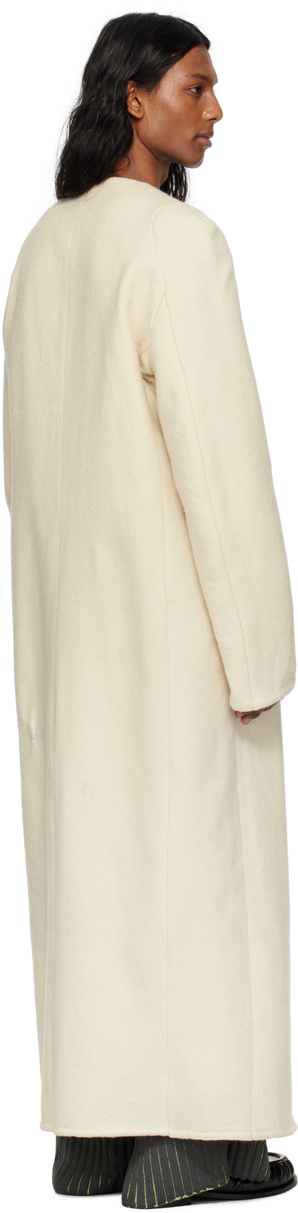 Stanley Raffington Off-White Collarless Coat