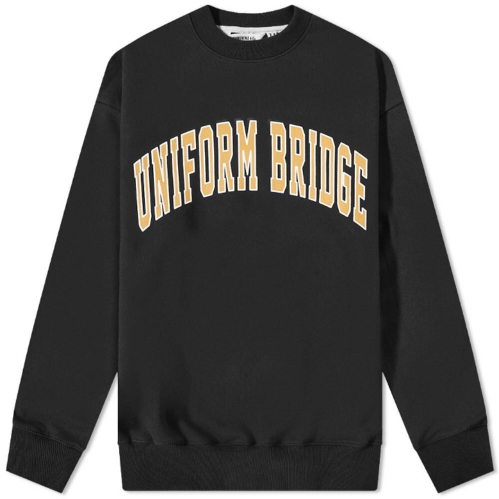Photo: Uniform Bridge Men's Vintage Arch Logo Crew Sweat in Black